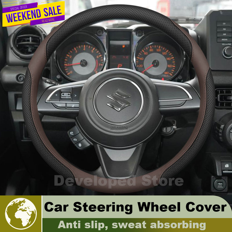 Car Steering Wheel Cover Anti Slip Breathable - Coprivolante in Pelle per Suzuki Jimny