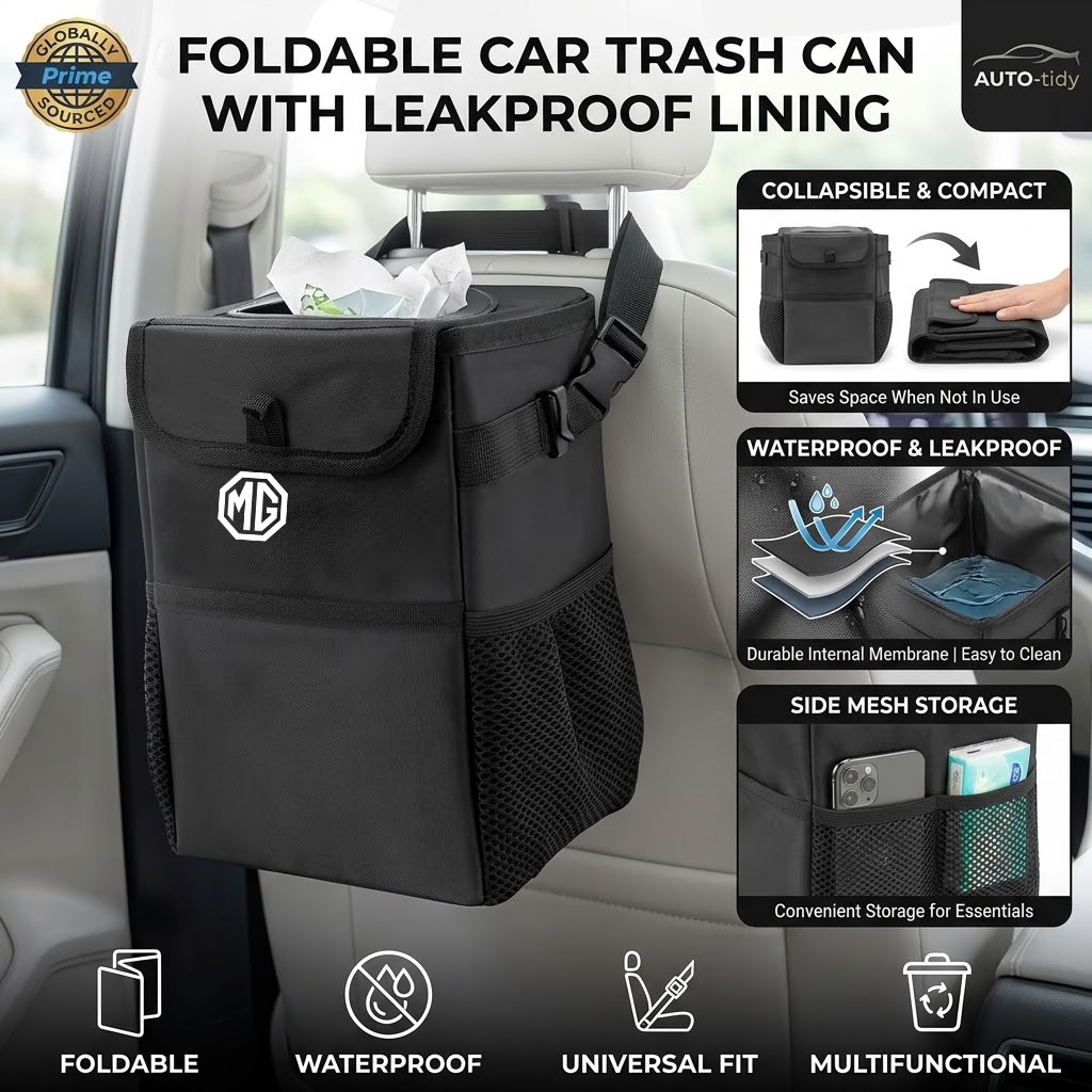 Waterproof Car Trash Can With Lid - Cestino per auto pieghevole, portatile, con