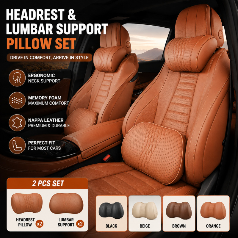 Memory Foam Car Neck Pillow Lumbar Support - Cuscino Poggiatesta per Auto in Memory