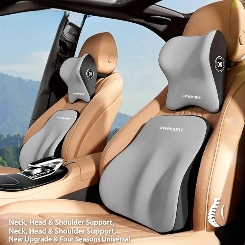 Memory Foam Car Neck Pillow Lumbar Support - Set Cuscino per Collo e Supporto