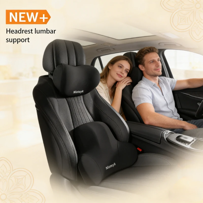 Memory Foam Car Neck Pillow Lumbar Support - Set Cuscino per Collo e Supporto