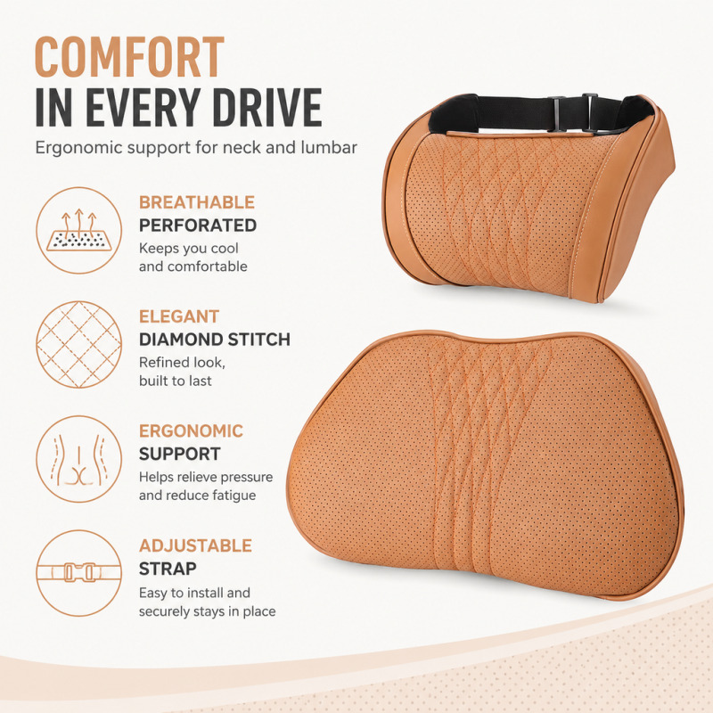 Cuscino Poggiatesta per Auto i - Memory Foam Car Neck Pillow Lumbar Support recensione e prezzo