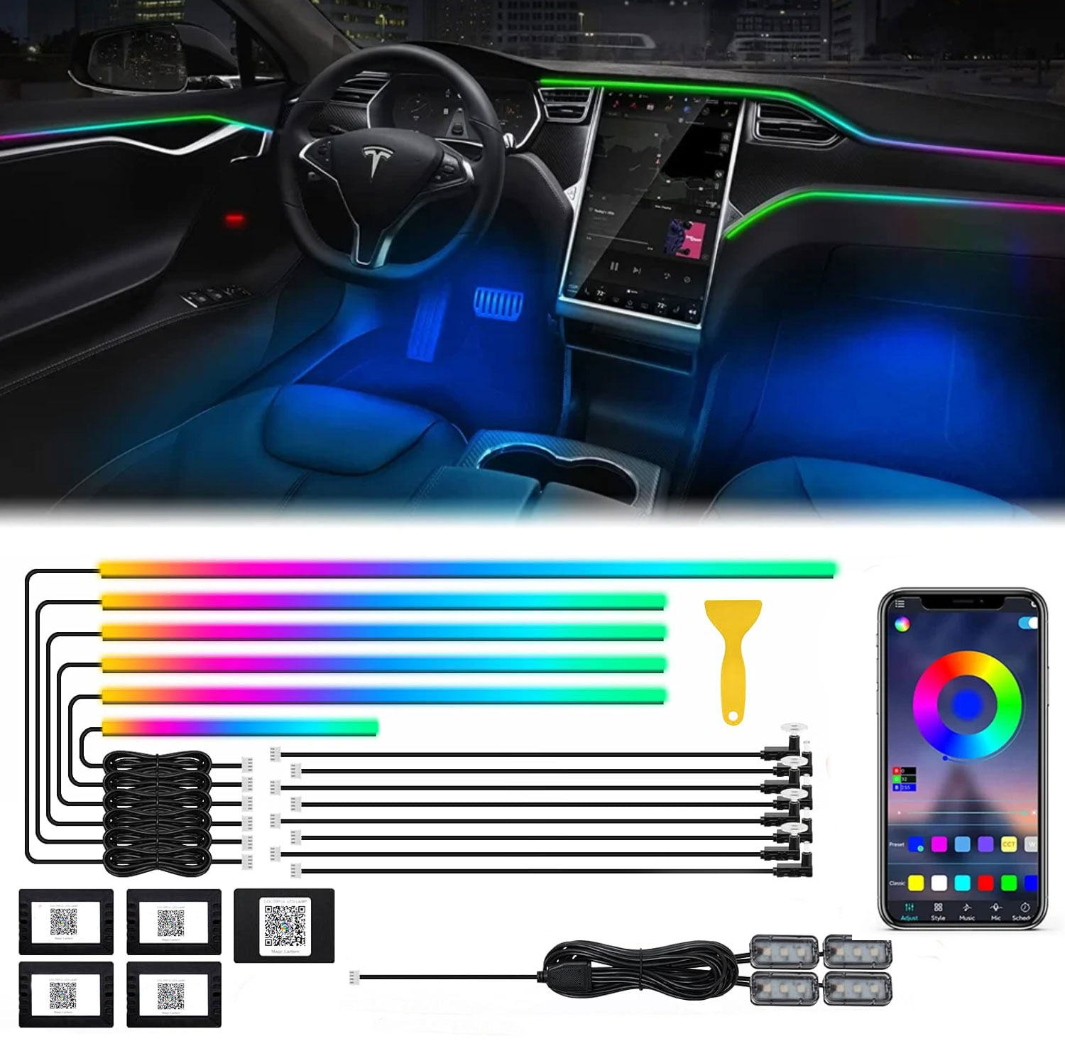 18 in1 Neon Car Interior Ambie - Led Ambient Interior Car Lights App Control recensione e prezzo